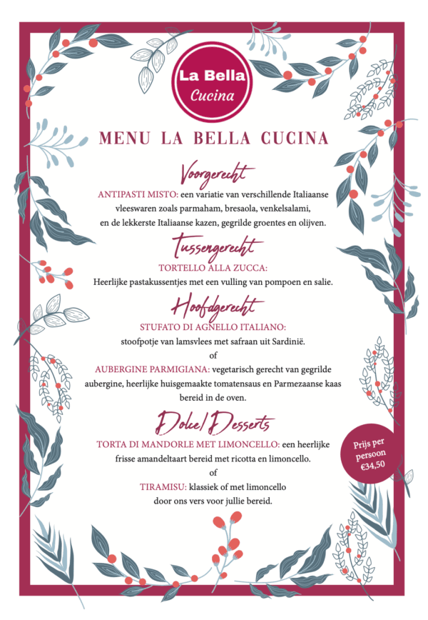 Kerst Menu La Bella Cucina