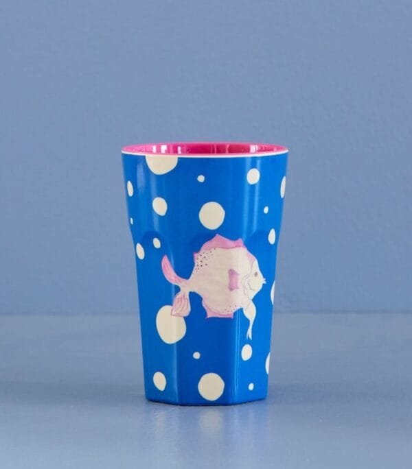 RICE beker melamine fish blauw