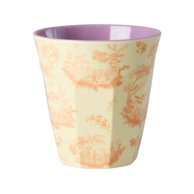 Middelgrote Beker - Crème - Toile de rice Print