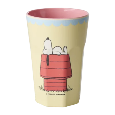 Grote beker - Crème - Roze - Snoopy Print