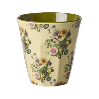 Middelgrote beker - Donkergroen - Retro boeket