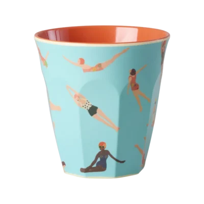 Middelgrote beker - Blauw - Retro zwemmersprint