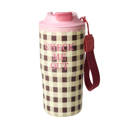 Groot Roestvrijstalen Thermobeker Crème Check Print 550ml RICE by RICE